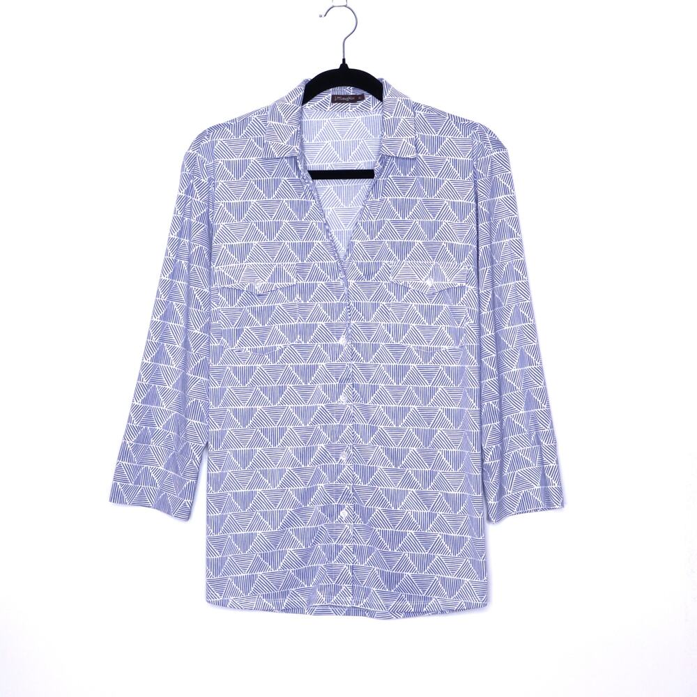 J. MCLAUGHLIN Brynn Lyford Jersey Shirt Blue Printed Button Down Women's XL
